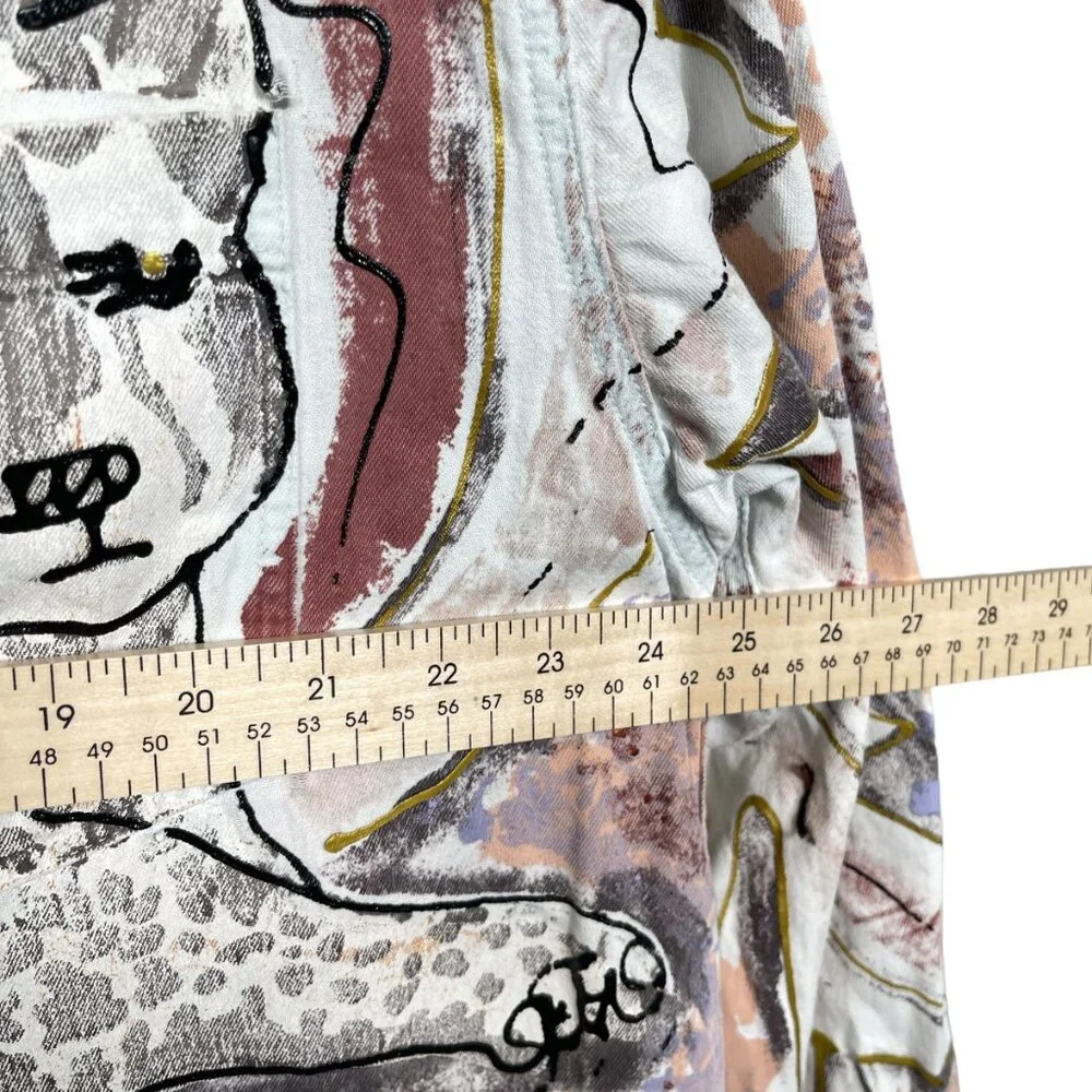 Vintage Kolorway USA Denim Button Up Shirt Womens Large Hand Painted Art to Wear - Picture 9 of 14